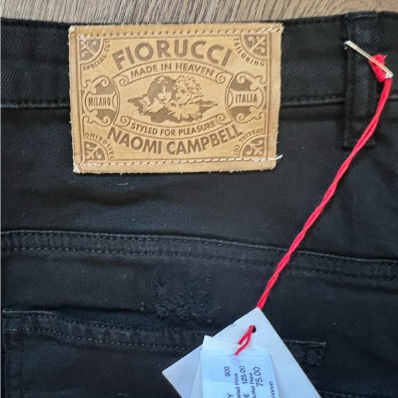 NWT Fiorucci Mini Gonna Distressed Black Denim Mini Skirt Size Euro 44 US 32 - Picture 4 of 8